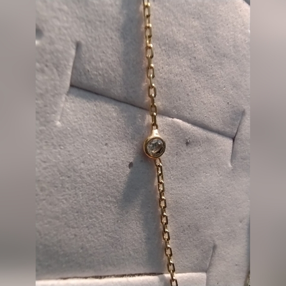 17.5" 925 Italy Gold overlay Necklace with 5 stones - Picture 6 of 13